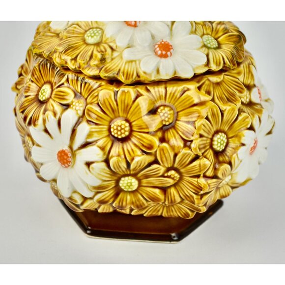 Fred Roberts Co. Daisy Round Cookie Jar Vintage - Picture 3 of 10